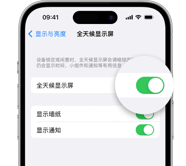 徐闻苹果15预约维修分享iPhone15如何设置全天候显示屏幕可见 